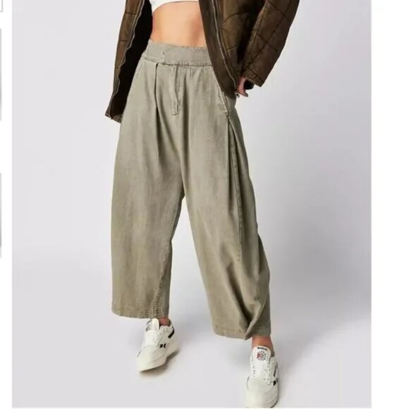 NWOT Free People Cool Harbor Wide-Leg 100% Cotton Barrel...
